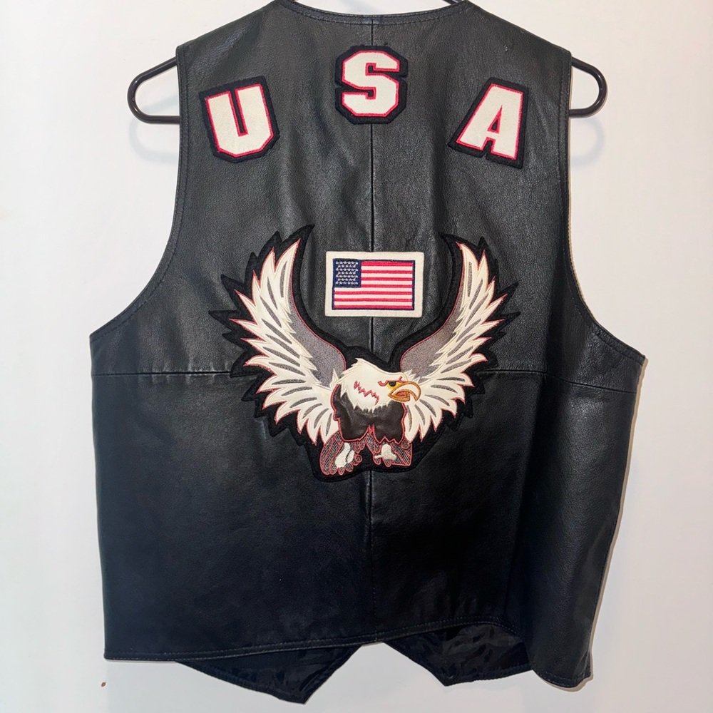 Leather vest w/ USA & Eagle patch
